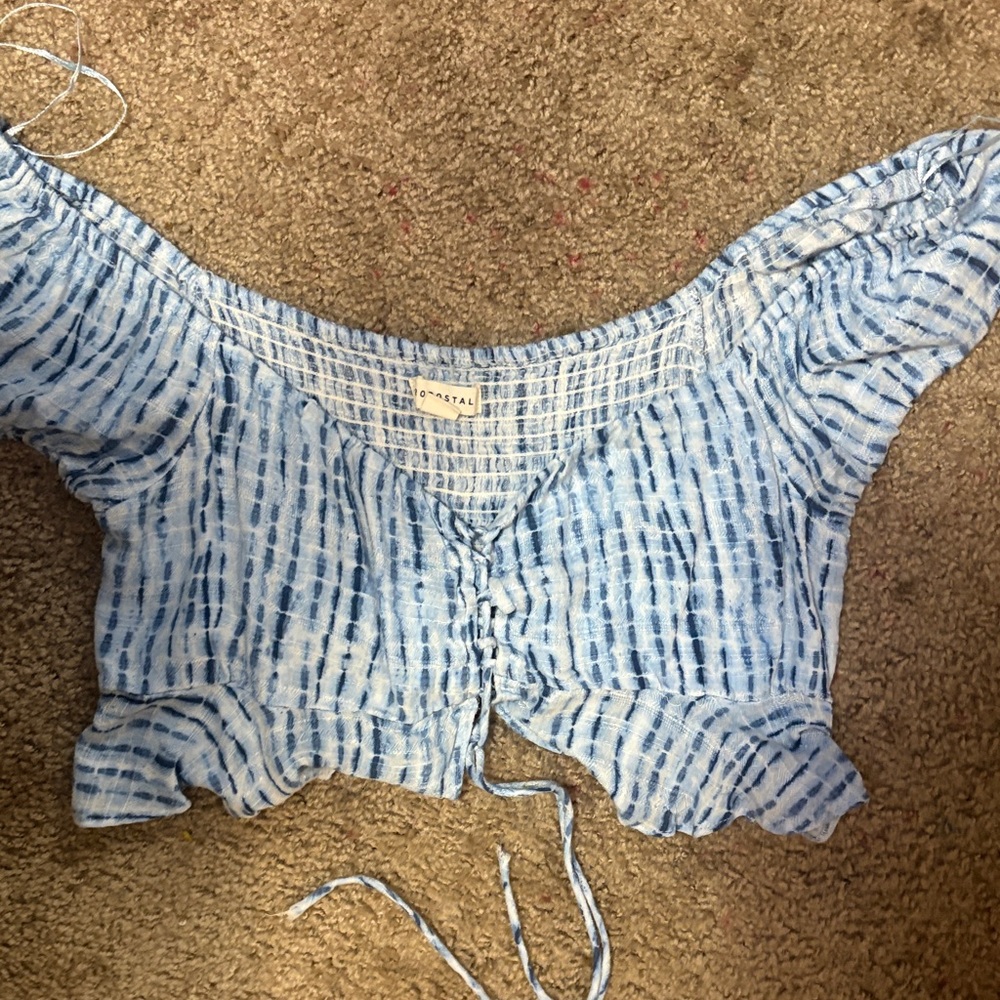 Aeropostale Blue Patterned Crop Top